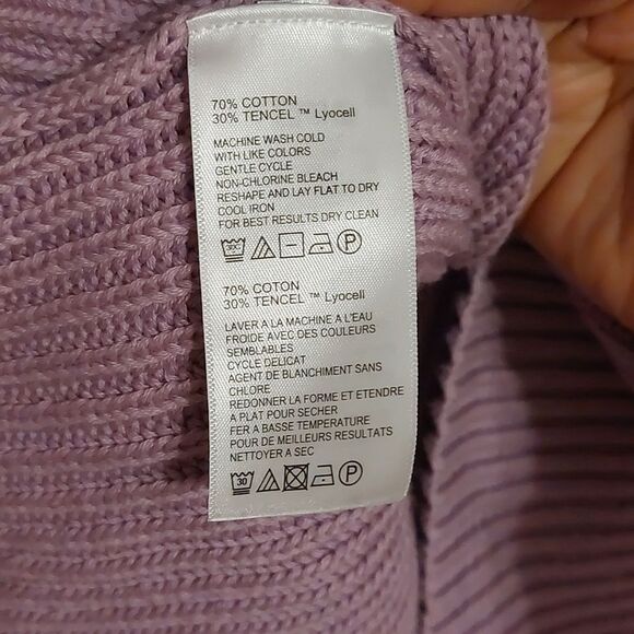Tommy Bahama Purple Ribbed Knit Dropped Shoulders V-Neck Sweater Size S - Picture 5 of 6
